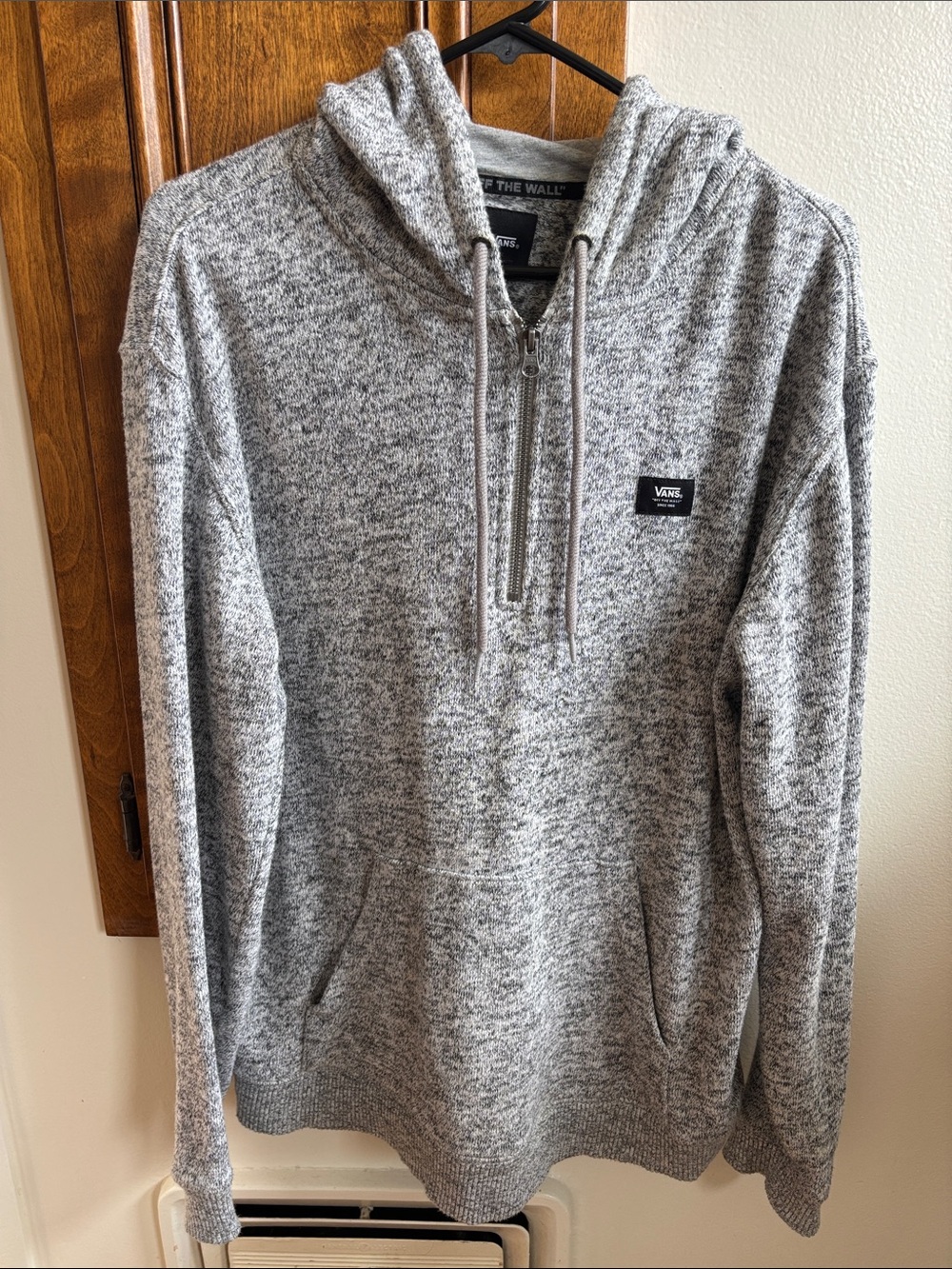 Vans Gray Marled Half-Zip Hooded Sweater